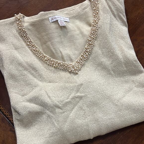 JM Collection Metallic Gold Sweater Women’s 3X NWOT - Picture 1 of 6